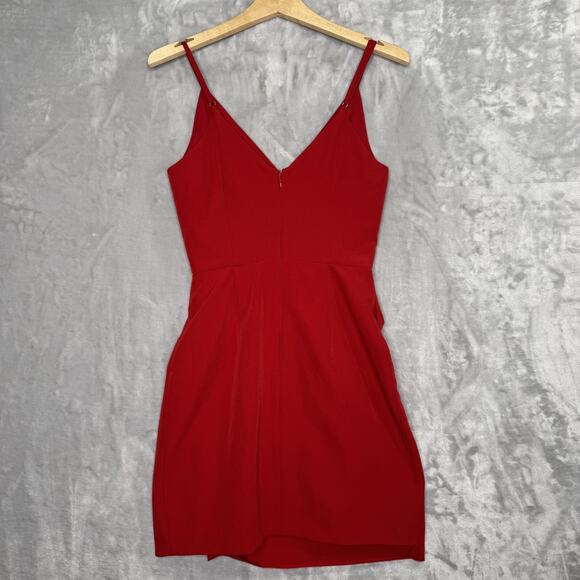 Gianni Bini Dress Womens 0 Red Sleeveless Ruched Wrap Front Mini Cocktail Formal - Picture 2 of 12